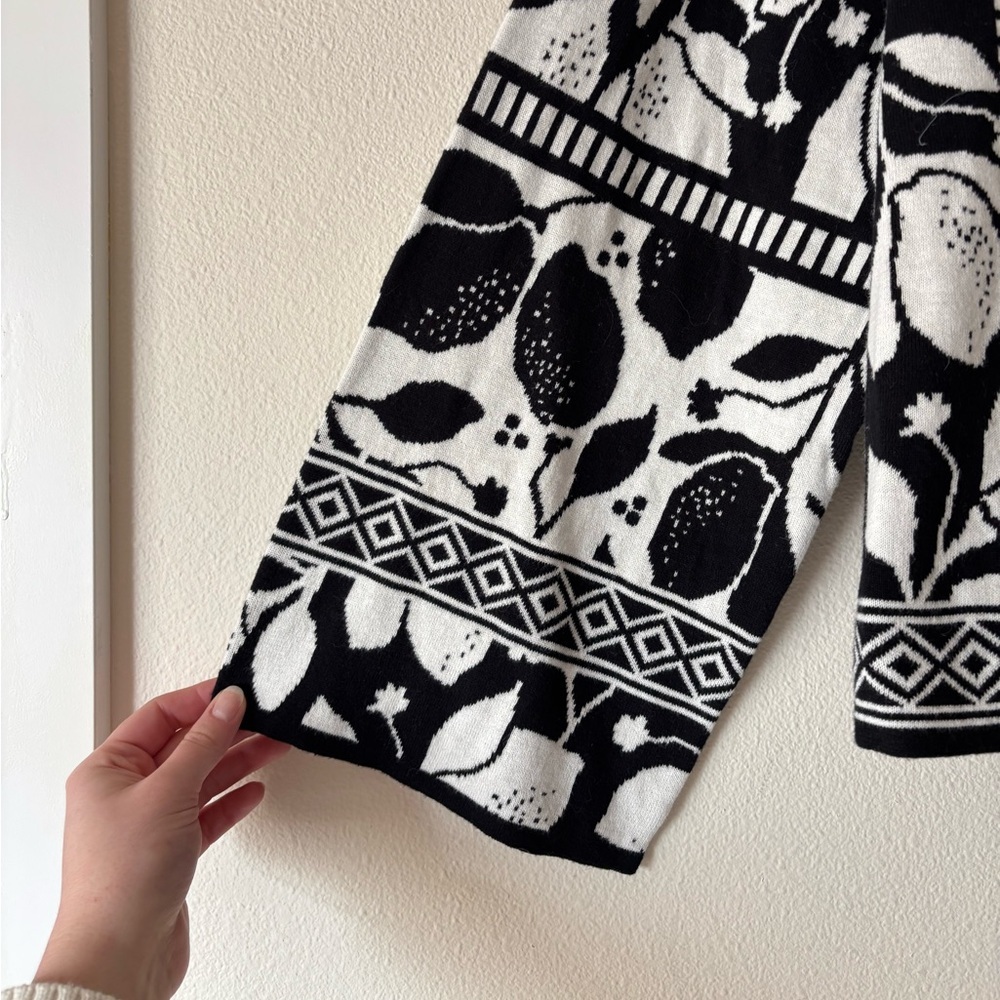 NWT Gudrun Sjoden Scandinavian Black White Lemon Organic Cotton Cardigan Size XL - Picture 5 of 10